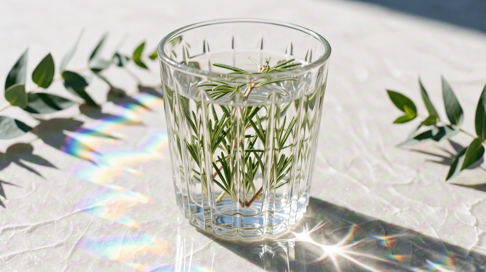 Lichtbrechung in einem Wasserglas